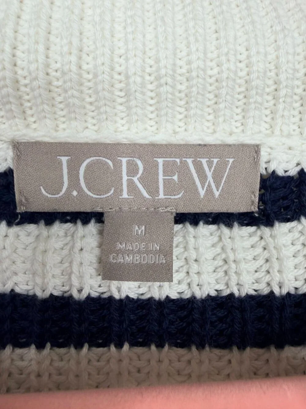 J. Crew Ribbed Button-Collar Sweater In Stripe Coastal Nautical Medium #A3054